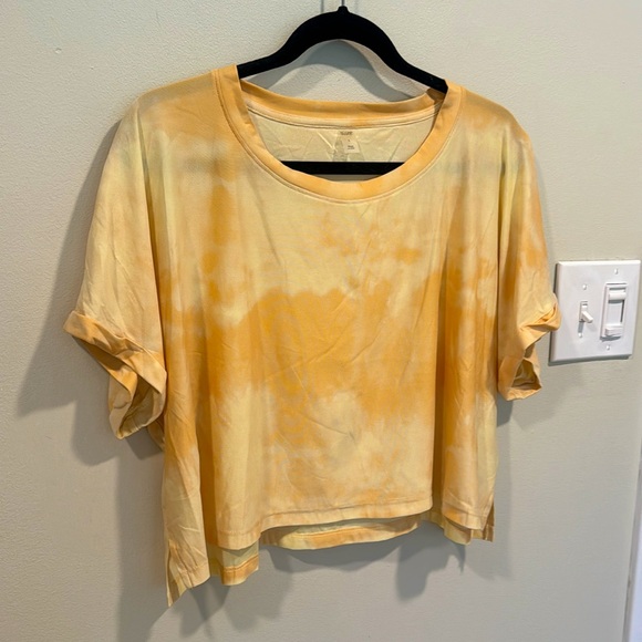 BEYOND YOGA Cloudy Never Been Boxy Tee in Limoncello Cloud Tie Dye sz L EUC RARE - Picture 2 of 4